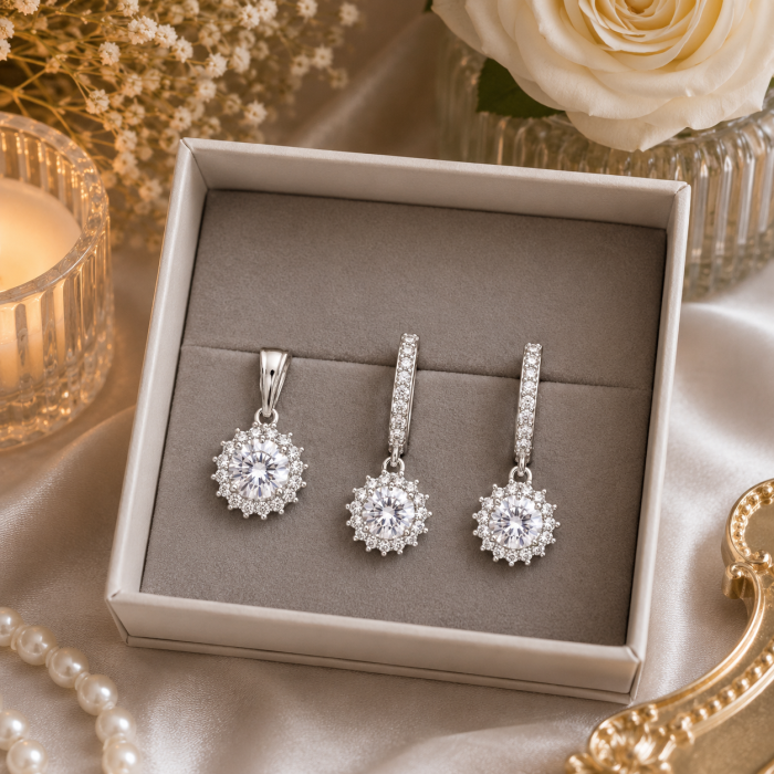 Set de bijuterii Royal Spark din argint 925 cu cercei si pandantiv cu zirconiu [2]