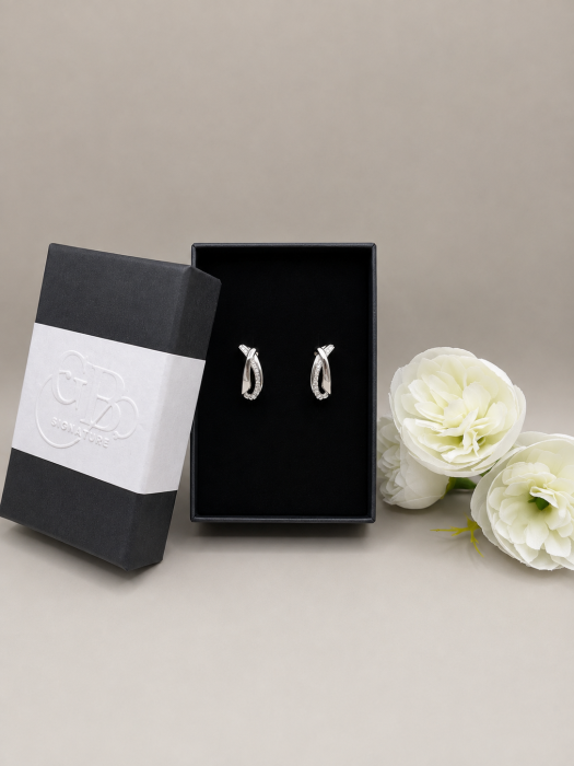 Cercei fluizi din argint 925 rodiat cu zirconii cubice Silver Eclat Earrings GB Signature [2]