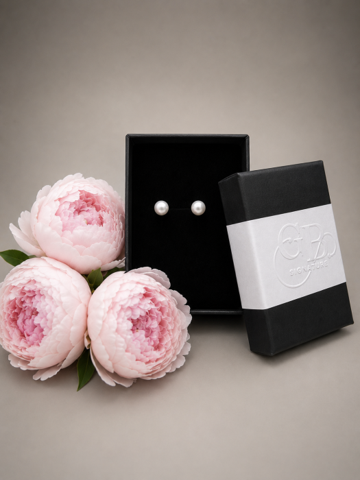 Cercei argint 925 cu perla alba White Pearl Earrings GB Signature [2]