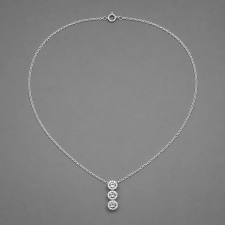 Coliere Argint - Colier argint 925 cu trei zirconii verticale Trinity Necklace GB Signature