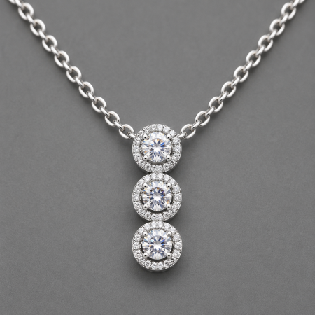 Colier argint 925 cu trei zirconii verticale Trinity Necklace GB Signature [1]