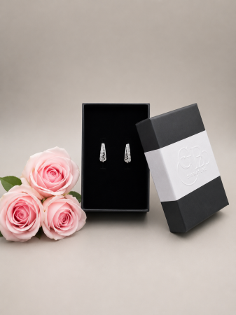 Cercei toarta din argint 925 rodiat cu zirconii cubice Celeste Hoop Earrings GB Signature [1]