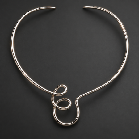 Coliere Argint - Colier rigid din argint 925 Élan Sculptural Necklace – vedere frontală GB Signature