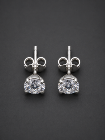 Cercei Argint - Cercei argint 925 cu piatra solitar si 4 gherute Celeste Solitaire Earrings GB Signature