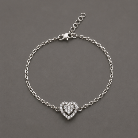 Brățări Argint - Bratara argint 925 inimi impletite cu zirconii Eternal Heart Bracelet GB Signature
