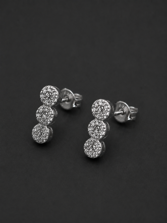 Cercei Argint - Cercei argint 925 rodiat cu trei zirconii verticale Trinity Earrings GB Signature