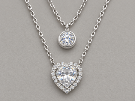 Colier dublu din argint 925 cu pandantiv inima si zirconiu Double Heart Glow GB Signature [1]