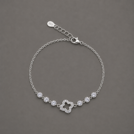 Brățări Argint - Bratara argint 925 cu trifoi si zirconii Clover Radiance Bracelet GB Signature