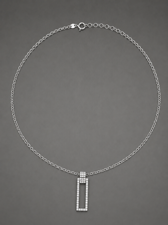 Coliere Argint - Colier argint 925 dreptunghiular cu zirconii Modern Grace GB Signature