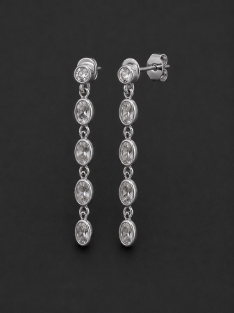 Cercei Argint - Cercei lungi din argint 925 cu zirconii ovale Aurora Cascade Earrings GB Signature