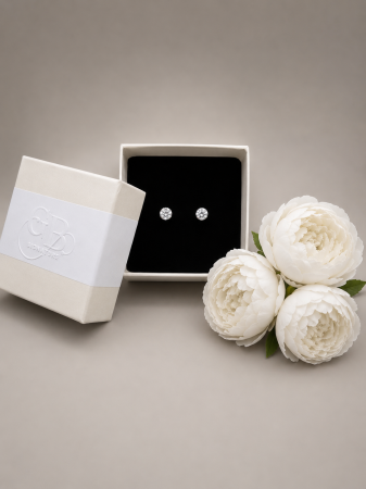 Cercei argint 925 cu piatra solitar si 4 gherute Celeste Solitaire Earrings GB Signature [1]