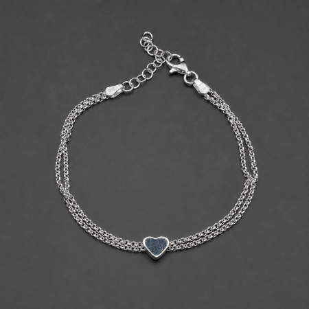 Brățări Argint - Bratara dubla din argint 925 cu inima lucioasa Amelie Bracelet GB Signature