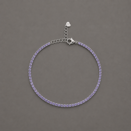 Brățări Argint - Bratara tenis argint 925 cu zirconii mov liliachiu Amethyst Glow Bracelet GB Signature