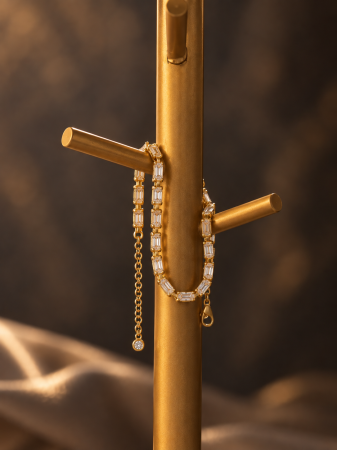 Brățară din argint 925 placată cu aur 18K Golden Baguette - vedere frontală GB Signature [1]