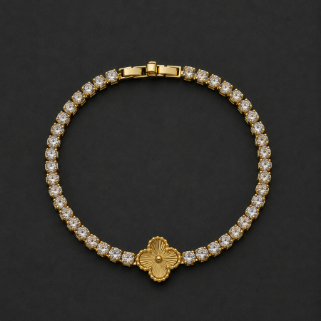 Brățări din otel inoxidabil placate cu aur 18K - bratara-placata-aur-crystal-clover-bracelet-gb-signature.jpg