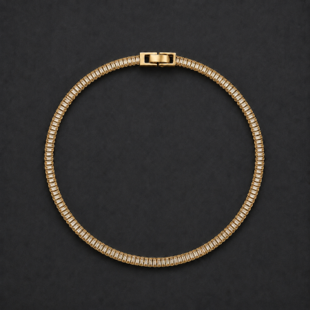 Brățări din otel inoxidabil placate cu aur 18K - Bratara tip tennis placata cu aur galben 18K Ice on Repeat Gold cu zirconii si inchidere reglabila GBSignature