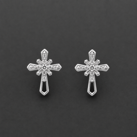 Cercei din argint 925 rodiat Celestial Cross in forma de cruce pavata cu zirconii