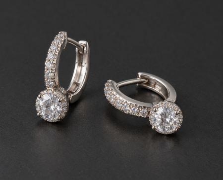 Cercei Argint - Cercei din argint 925 Aurora Moissanite cu certificat GRA – vedere frontală