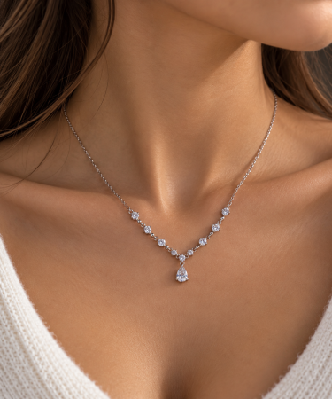 Colier din argint 925 Silver Teardrop Necklace cu pandantiv picatura si zirconii - vedere de ansamblu GB Signature [1]