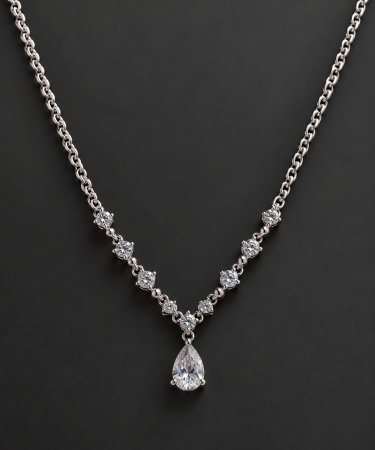 Coliere Argint - Colier din argint 925 Silver Teardrop Necklace cu pandantiv picatura si zirconii - vedere de ansamblu GB Signature
