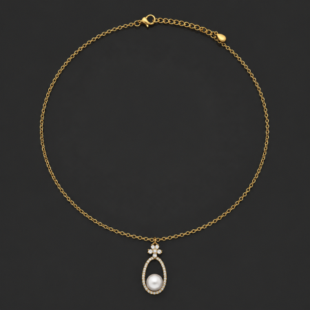 Lănțișoare otel inxidabil placate cu aur 18K - colier-placat-aur-pearl-affair-perla-zirconii-gb-signature.jpg