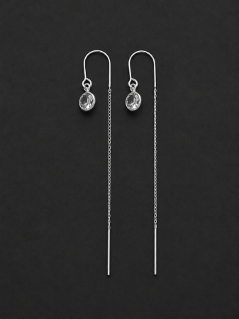 Cercei Argint - Cercei lungi din argint 925 rodiat cu piatra de zirconiu Crystal Flow Earrings GB Signature