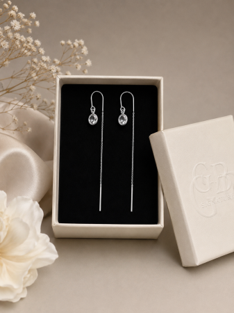 Cercei lungi din argint 925 rodiat cu piatra de zirconiu Crystal Flow Earrings GB Signature [1]