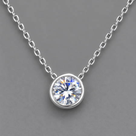 Colier argint 925 cu cristal solitar rotund Eclat Necklace GB Signature [1]