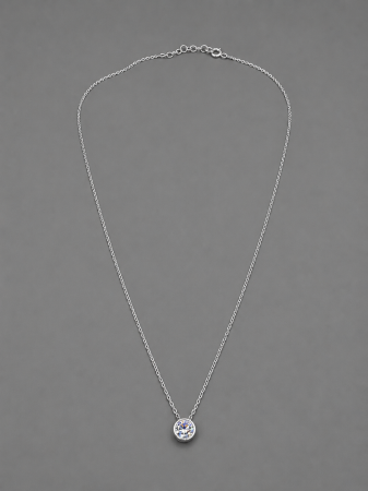 Coliere Argint - Colier argint 925 cu cristal solitar rotund Eclat Necklace GB Signature