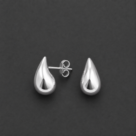 Cercei Argint - Cercei din argint 925 rodiat Elegance Drop in forma de picatura plina fara pietre