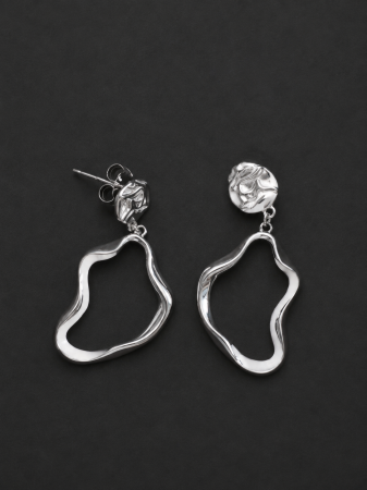 Cercei Argint - Cercei fluizi cu forma organica din argint 925 rodiat Elysia Flow Earrings GB Signature