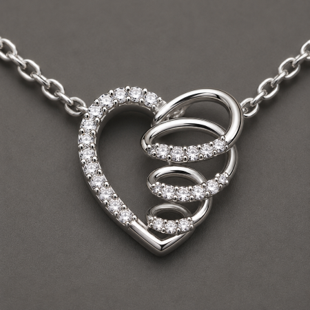 Colier argint 925 inima imbratisata cu zirconii Embrace Heart Necklace GB Signature [1]