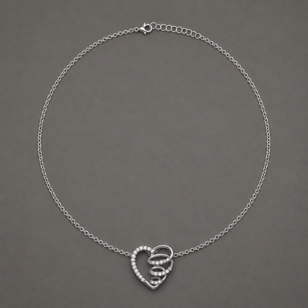 Coliere Argint - Colier argint 925 inima imbratisata cu zirconii Embrace Heart Necklace GB Signature
