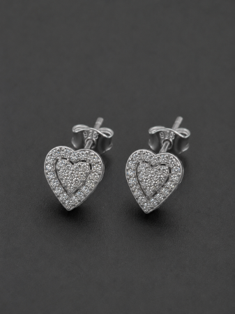 Cercei Argint - Cercei argint 925 placati cu rodiu in forma de inimi impletite Endless Love GB Signature