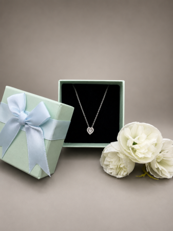 Colier argint 925 inima cu zirconii stil halo Heart of Light Necklace GB Signature [2]