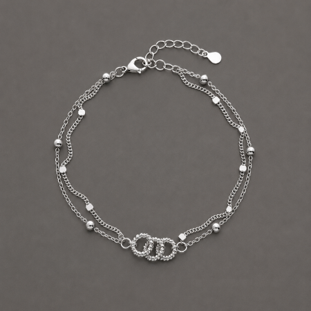 Brățări Argint - Bratara dubla argint 925 cu bilute si verigi Infinity Layers Bracelet GB Signature