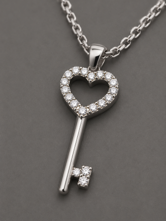 Colier argint 925 cheie si inima cu zirconii Key to My Heart Necklace GB Signature [1]