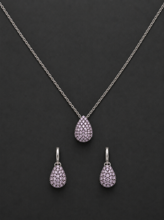 Seturi Argint - Set bijuterii din argint 925 cu colier si cercei cu tortita si zirconii lila Lilac Dew GB Signature