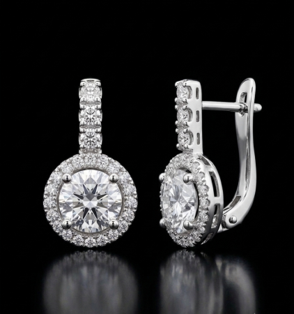 Cercei argint 925 cu halo si zirconii albe Luna Spark Earrings GB Signature [3]