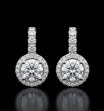 Cercei Argint - Cercei argint 925 cu halo si zirconii albe Luna Spark Earrings GB Signature