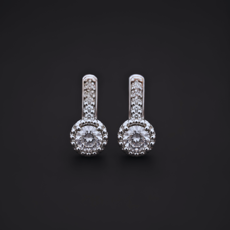 Cercei argint 925 cu halo si zirconii albe Luna Spark Earrings GB Signature [1]