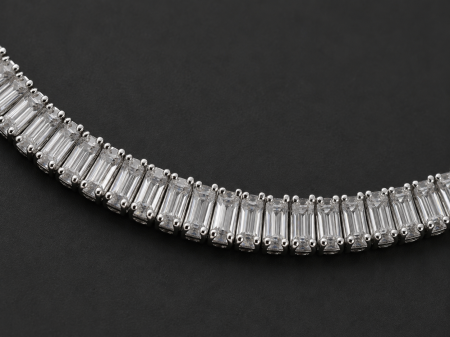 Bratara stil tennis din otel inoxidabil placat cu aur alb Majestic White Gold cu zirconii cubice dreptunghiulare si prelungire [1]