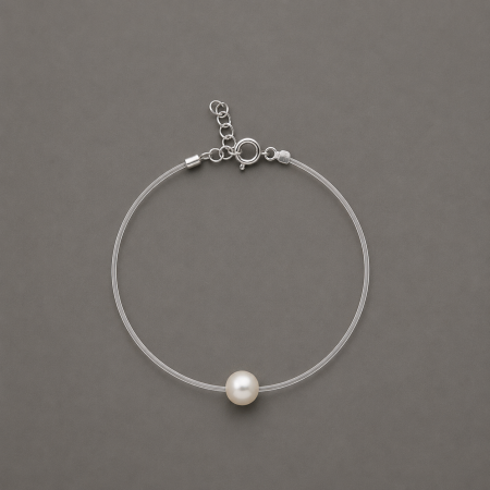 Brățări Argint - Bratara argint 925 cu perla pe fir transparent nylon Pearl Muse Bracelet GB Signature