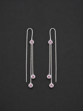 Cercei Argint - Cercei lungi din argint 925 cu zirconii roz Rose Cascade Earrings GB Signature