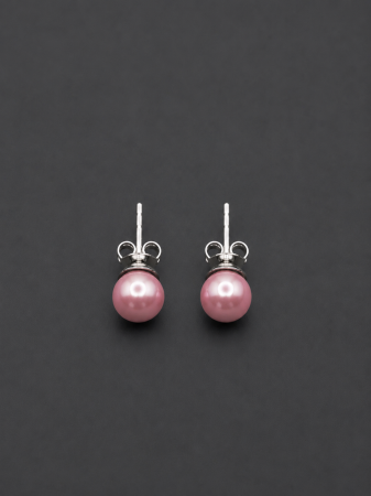 Cercei Argint - Cercei argint 925 cu perla roz Rose Pearl Earrings GB Signature