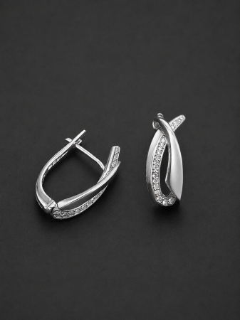 Cercei Argint - Cercei fluizi din argint 925 rodiat cu zirconii cubice Silver Eclat Earrings GB Signature