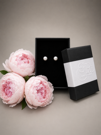 Cercei argint 925 cu perla alba White Pearl Earrings GB Signature [1]