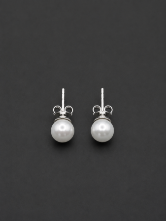 Cercei Argint - Cercei argint 925 cu perla alba White Pearl Earrings GB Signature