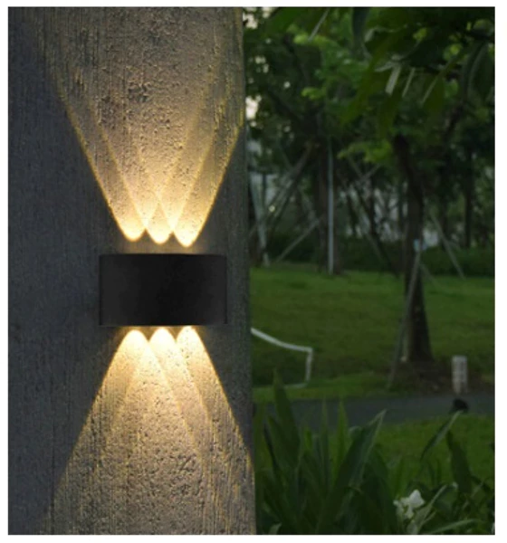 Aplica de exterior LED Line Hofftech, semicirculara, up&down, 3 surse, 6W, IP65, negru, lumina calda 3000k [4]