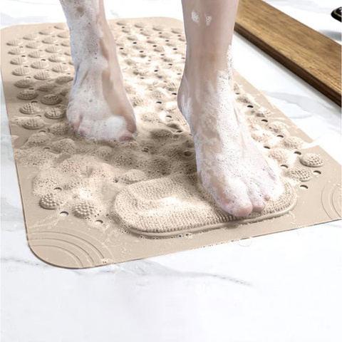 Covoras Antiderapant Baie, Masaj pentru picioare, Ventuze aderente, 69 x 36 cm, PVC, culoare Bej [6]